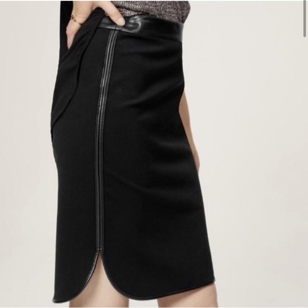 Loft Faux Leather Trim Shirttail Skirt
